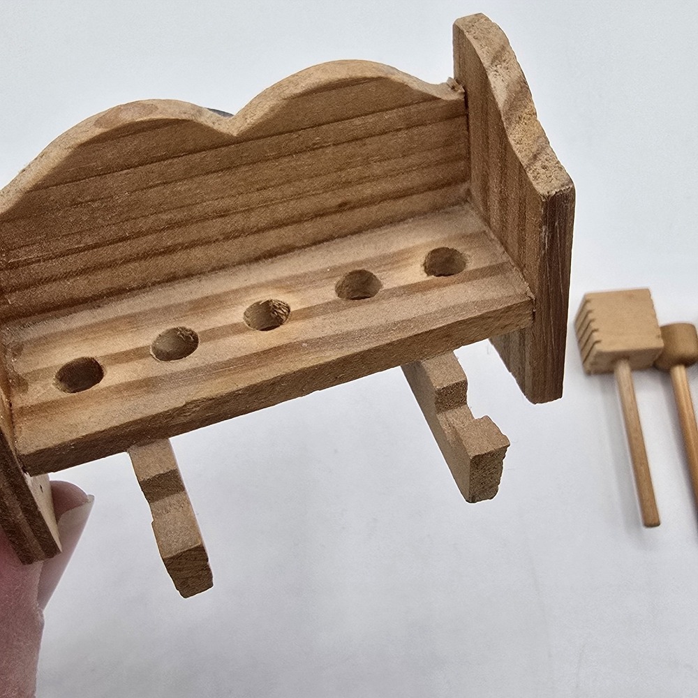 Vintage Doll Sized Wooden Kitchen Utensils & Rack Fridge Refrigerator Magnet - Picture 5 of 13